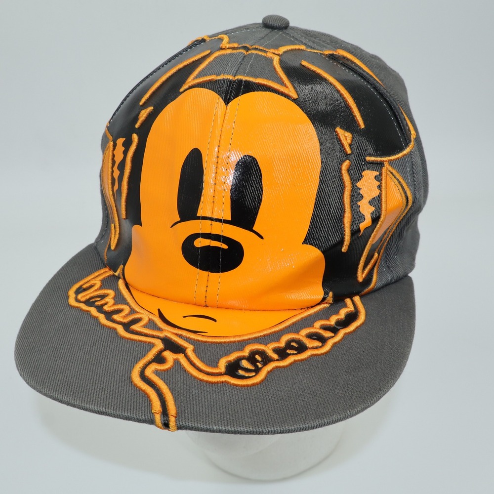 Disney Parks Mickey Mouse Snapback Hat Grey Orange Flat Bill Adult S614-5619-3